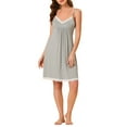 thumbnail image 2 of INSPIRE CHIC Women's Nightgown Pajamas V Neck Lace Nightdress Sleepwear Lounge Dress S Grey, 2 of 6