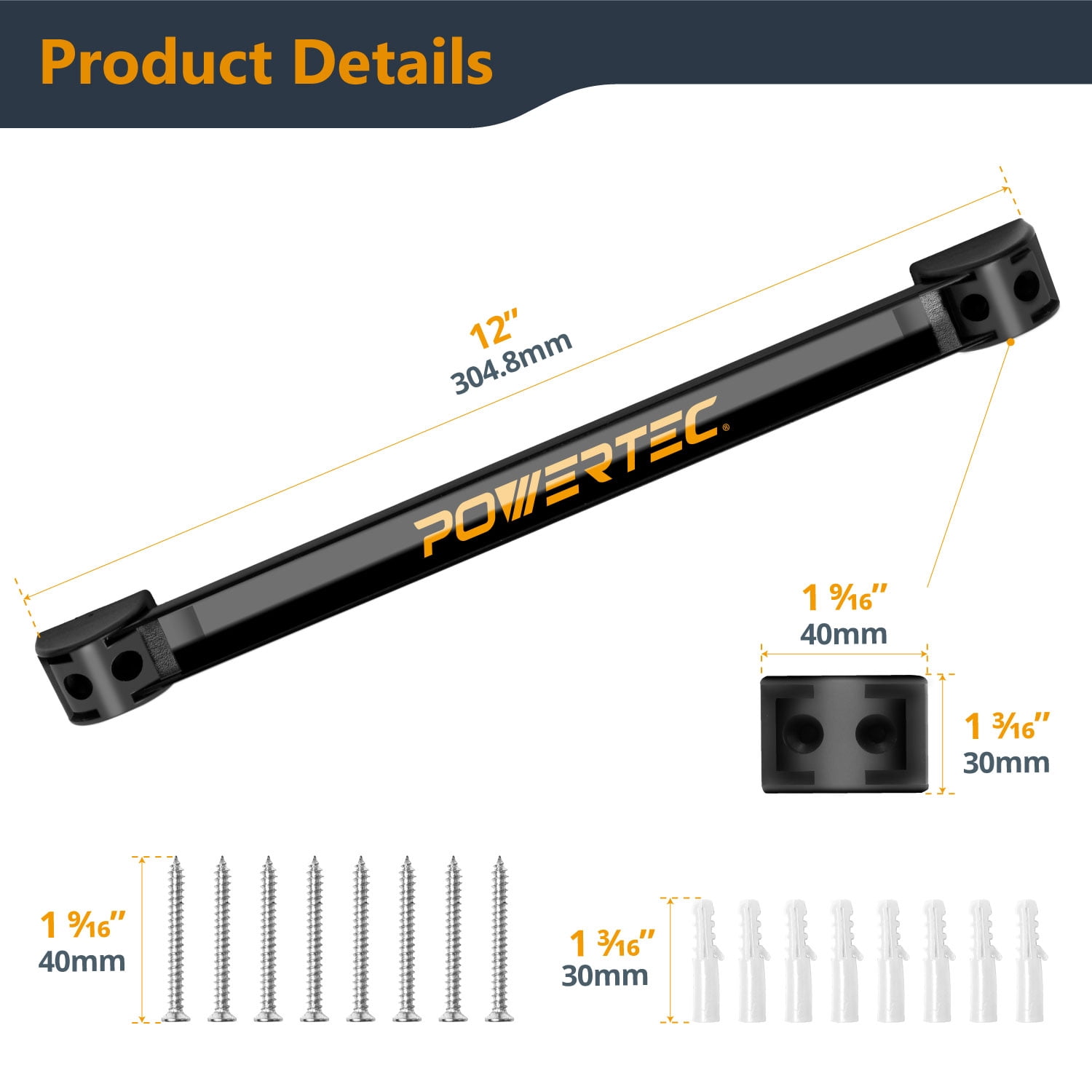 POWERTEC 4PK Magnetic Tool Holder Strip 12", Metal Magnet Tool Bar Organizers for Garage, Workshop & Kitchen w/ Mounting Screws, Space Saving Shop Organization Accessories (71965N)