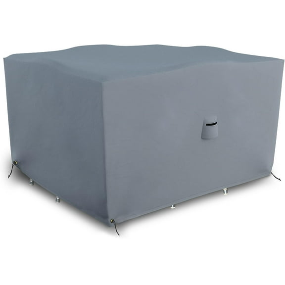 COVERS&ALL Patio Square Dining Table/Chair Set Cover - Heavyduty 18 Oz Lawn Outdoor Waterproof Durable Furniture Cover with Air Vents & Drawstring for Snug Fit. (30" H x 45" W x 45" D, Grey)