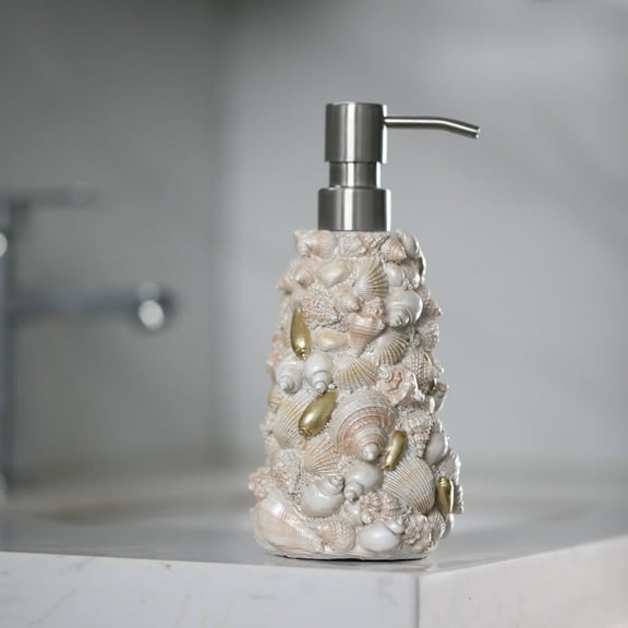 WiMiFar Sea Shell Soap/Lotion Dispenser - 17oz Coastal Bathroom Decor with Leakproof Design