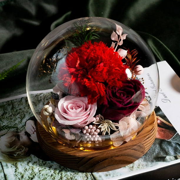 Rosa de cristal con luz LED, regalo romántico para San Valentín, decoración colgante