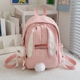 thumbnail image 2 of Fgnfyis Backpack for Girls Lightweight Cute Bunny Ear Design School Daypack for Middle Schoolers and Outdoor Adventures Preschool Backpack Pink, 2 of 9