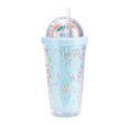 thumbnail image 1 of 550ml Rainbow Plastic Water Bottle Double Layer Sequins Drinking Cup With Straw Women Girl Gift, 1 of 4