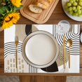 thumbnail image 4 of Brown Boho Geometric Placemats Set of 4, Country Retro Abstract Lines Leaves Placemats for Dining Table, Place Mats for Kitchen Tabletop, Waterproof Wipeable Dining Table Mats Set, 4 of 9