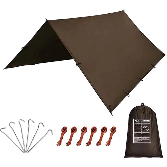 Waterproof Camping Tarp 10X10ft Lightweight Durable Rain Fly With Carry Bag