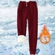 thumbnail image 2 of Pantalones deportivos Prolriy para mujer, con forro cálido, deportivos, de cintura alta, con forro polar, largos y gruesos de invierno para exteriores, color vino, talla M, 2 of 5