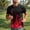 Red, variant on Men's Solid Color Geometric Jacquard Short Sleeve Round Neck Athletic T-Shirt, Quick-Dry Sporty Top for Training, Running, Gym Workouts and Outdoor Activities Blue c L