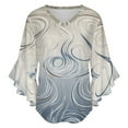 thumbnail image 5 of Abstract Swirling Pattern Design Women's V-Neck Blouse With 3/4 Ruffled Bell Sleeves Casual Top Ladies Blouses, 5 of 7