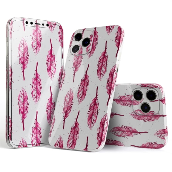 DesignSkinz Crimson Feather Pattern Full-Body Skin Decal Wrap Cover for iPhone 16