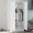 thumbnail image 4 of MONSLIPA 2-Door Armoire with Hanging Rod, 4 Tier Tall Wardrobe Storage Cabinet, White, 4 of 8