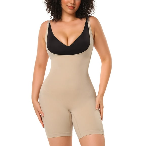 MANIFIQUE Bodysuit for Women Tummy Control Shapewear Open Bust Mid-Thigh Body Shaper