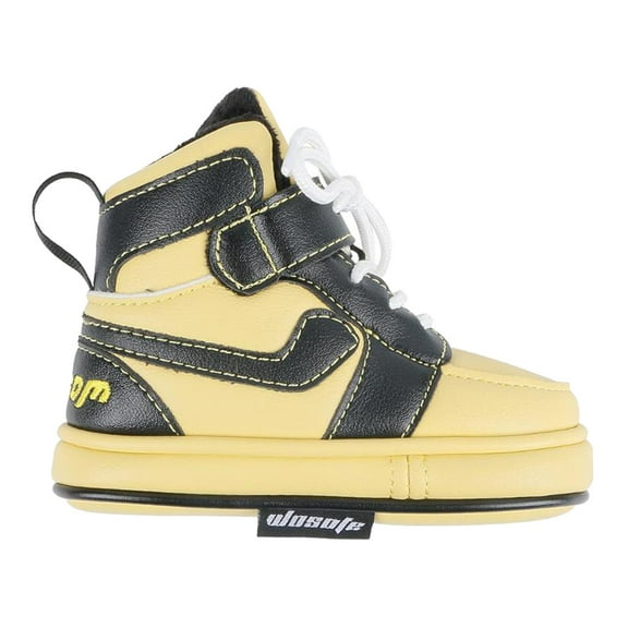 Golf Club Head Cover PU Leather Novelty Sneakers Shaped Golf Putter Headcover Black Yellow