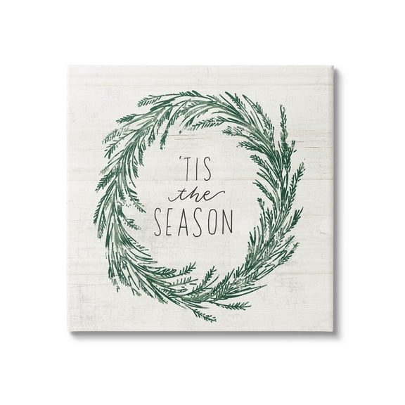 Tis The Season Holiday Wreath Holiday Graphic Art Gallery Wrapped Canvas Print Wall Art