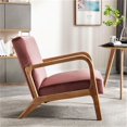 thumbnail image 5 of Xukmct Upholstered Velvet Accent Chair with Wood Frame, Mid Century Modern Fabric Armchair for Living Room, Bedroom, Office, Rose Red, 5 of 7