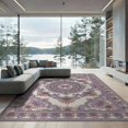 thumbnail image 2 of ODIKA 8'x10' Washable Area Rug Purple Blooms Delicate Motif Surrounded Botanical Tasseled Beige for Dining Room, Large Office, Lounge, Non-Slip Chair-Friendly Mat, 2 of 7