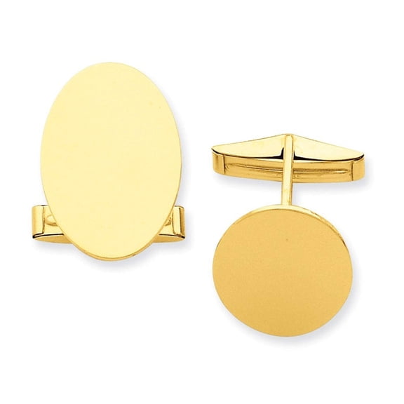 Primal Gold 14 Karat Yellow Gold Men's Oval Cuff Links