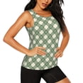 thumbnail image 2 of Balery Daisy Plaid Green Camiseta sin mangas estampada ligera para mujer, tops de entrenamiento sin mangas, camisetas de yoga transpirables de secado rápido.-Medium, 2 of 7