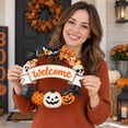 thumbnail image 6 of Halloween Decoration Wooden Ghost Door Wreath for Front Door Sign Wall Signs Pumpkin Bat Black Cat Happy Halloween Sign Hanging for Home Wall Decor Party Outdoor Indoor Supply,A, 6 of 7