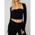 thumbnail image 2 of Trendy Women’s 2 Piece Long Sleeve Shrug Set Strapless Bandeau Tube Y2K Crop Tops, 2 of 5