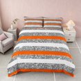 thumbnail image 2 of Homewish Geometric Stripes Bedding for Girls, Orange White Gray Duvet Cover Full, Gray Reversible, 3 Piece 1 Duvet Cover and 2 Pillowcases, 2 of 5