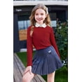 thumbnail image 5 of Arshiner Long Sleeve Shirts for Girls Raglan Sleeves Crewneck Knit Blouse for Kids Casual Blue Cute Loose Tops Kids 12 Years 160 Deep red, 5 of 5