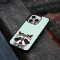 thumbnail image 4 of WIRESTER Shockproof Soft Rubber Cover Case for Apple iPhone 16 Pro 6.3" 2024, Raccoon On Aero Blue Background, 4 of 5