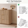 thumbnail image 6 of Hvoonc 54.5" Wide 6 Drawer Dresser for Bedroom with Faux Marble Top, Modern Curved-Corner Fluted Oak Storage Cabinet, 6 of 7