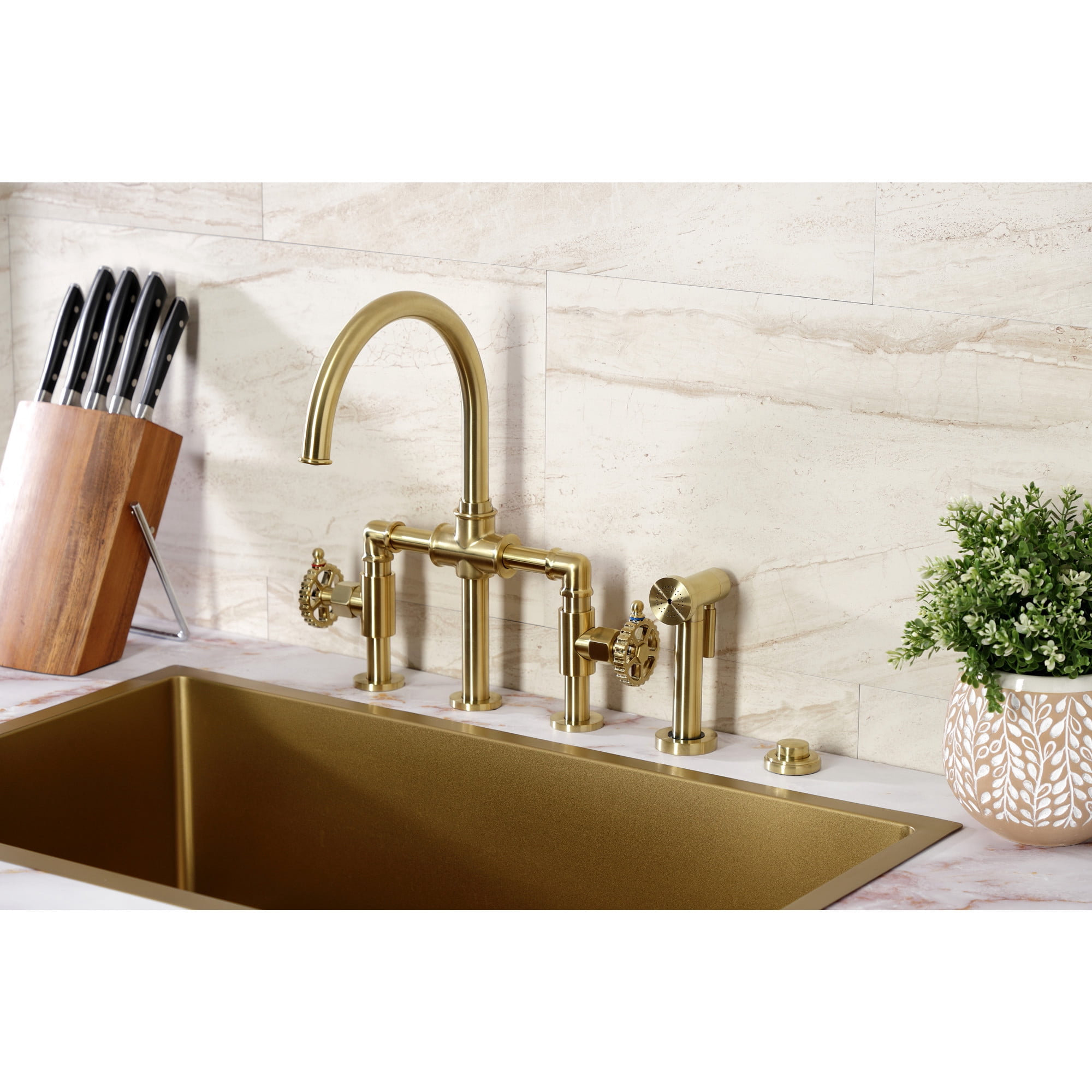 Kingston Brass KA217 Trimscape Disposal Air Switch Button in Brushed Brass