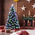 thumbnail image 2 of LAMPHOME 3FT Pre-Lit Christmas Tree, Fiber Optic Artificial Xmas Tree with Multicolor Lights, Top Star, Foldable Metal Base, RGB Fiber Optic Tree T for Indoor Holiday Home Decoration, 2 of 5