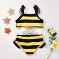 thumbnail image 3 of URMAGIC Baby Toddler Girls Swimsuit Swimming Costume One-Piece Cute Stripe Sleeveless Bee Print Bathing Suit Outfits 18-24 Months, 3 of 5