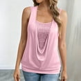 thumbnail image 6 of Hueook Plus Size Tank Tops For Women Solid Color Sleeveless V-neck Sequined Milk Silk Patchwork Fashionable Temperament Top Pink 2X, 6 of 8