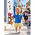 thumbnail image 4 of BemeyourBBs Toddler Baby Boy Back to School Outfit Kids Kindergarten Outfits Baby Boys Summer Clothes School Bus Embroidered Short Sleeve Zipper Lapel Shirt Tops and Plaid Pockets Shorts 2 Piece Set, 4 of 9
