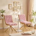 thumbnail image 4 of Set of 2 Modern Pink Bubble Tufted Velvet Dining Chairs with Polished Gold Metal Legs, 4 of 10
