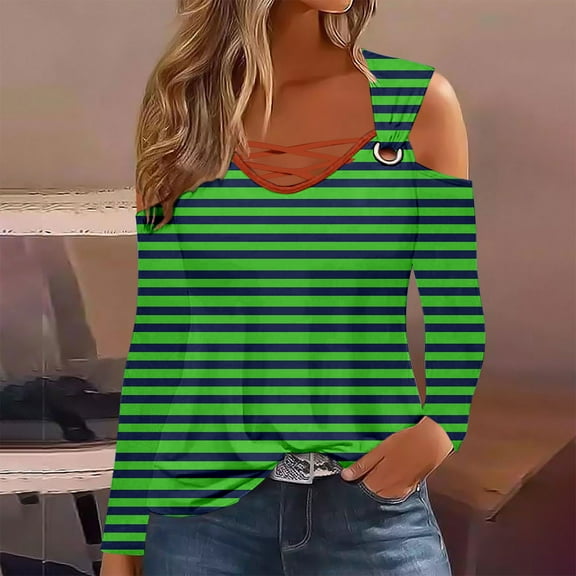 WXLWZYWL Womens Cold Shoulder Tops and Blouses, Long Sleeve Shirts Criss Cross Scoop Neck Tops Fall Clohtes 2024 Trendy