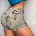 thumbnail image 4 of Logiee Starfishes On Seashells Print Women's Biker Shorts,Workout Gym Shorts,Scrunch Shorts,Tummy Control Hidden Scrunch Running Yoga Shorts-X-Large, 4 of 8