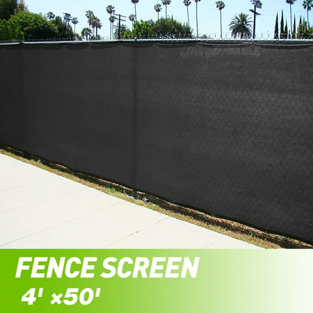 Black 4'x50' Fence Windscreen Privacy Screen Shade Cover Fabric Mesh Garden