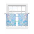 thumbnail image 7 of Blue Pink Mshroom Sheer Curtains 54 Inch Length 2 Panels Set, Contemporary Botanical Butterfly Art Voile Window Treatment Rod Pocket Short Kitchen Curtains Drapes for Bedroom 52"x54"x2, 7 of 7