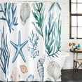 thumbnail image 2 of Xipuska Summer Coastal Shower Curtain - Water Repellent Fabric Shower Curtains Washable, Ocean Watercolor Starfish Shell Seaweed Decorative Polyester Cloth Bathroom Curtains Modern Bath Decor 72"x72", 2 of 6