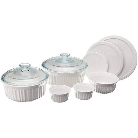 French White 10-Pc Ceramic Bakeware Set with Lids Chip and Crack Resistant Stoneware Baking Dish, Microwave, Dishwasher, Oven, Freezer and Fridge Safe