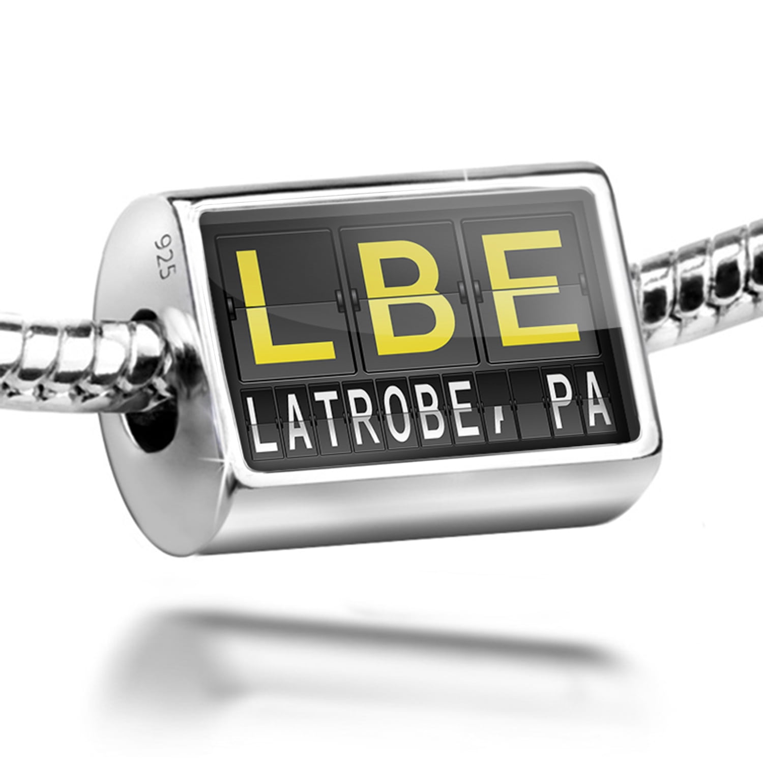 Neonblond Charm LBE Airport Code for Latrobe, PA 925 Sterling Silver
