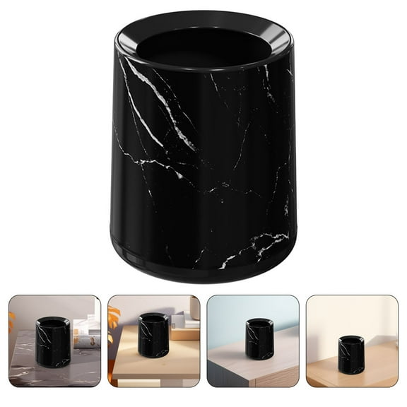 WHAMVOX Small Decorative Trash Can For Bathroom Marble Waste Basket For Office Kitchen And Bedroom Mini Modern Trash Can For Desk