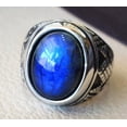 thumbnail image 4 of Labradorite Mans Ring, Natural Blue Fire Labradorite, Unisex Ring, Silver Jewelry, 925 Silver Ring, Birthday Gift, Heavy Men Ring, Arabic Design, Ottoman Style Ring, Christmas, Turkey Mens Signet Ring, 4 of 6