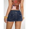 thumbnail image 2 of Womens Low Rise Fitted Mini Denim Skirt Medium Wash, 2 of 8