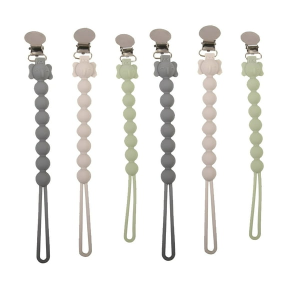 XIRQI 6Pcs Pacifier Clip,Food-Grade Silicone Material Pacifier Holder,Durable Stainless Steel Clip Binky Clips