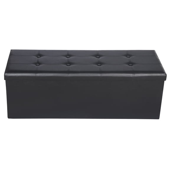 ZENSTYLE 43 Inches Folding Storage Ottoman Bench Storage Chest Footrest Stool for Home Black