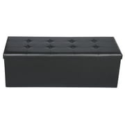 ZENSTYLE 43 Inches Folding Storage Ottoman Bench Storage Chest Footrest Stool for Home Black