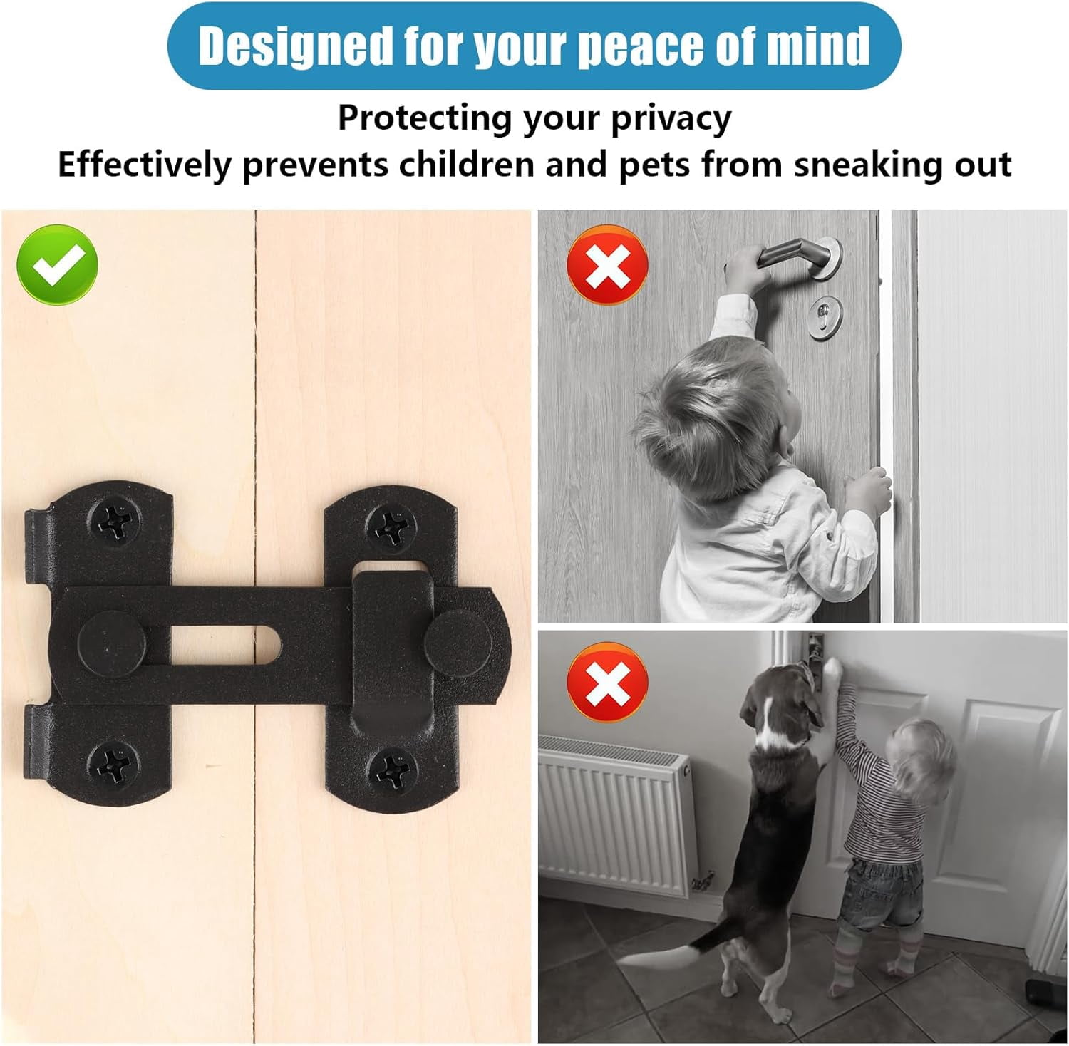 ABCISI 8 Pack Barn Door Latch Lock, 2.75" x 2" Stainless Steel Flip Door Latches Hardware Sliding Cabinet Barn Door Latch Antique Lock Gate Latches Wine Cabinet Closet Door Latches (Matte Black)