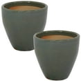 thumbnail image 3 of Sunnydaze Resort 10.25" x 10.25" x 10" Round Gray Ceramic Outdoor Planter 2-Count, 3 of 13