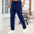 thumbnail image 2 of Nuoqisi Men's Casual Solid Color Linen Drawstring Button Long Pants - Breathable Trousers for Relaxed Summer Wear, 2 of 7