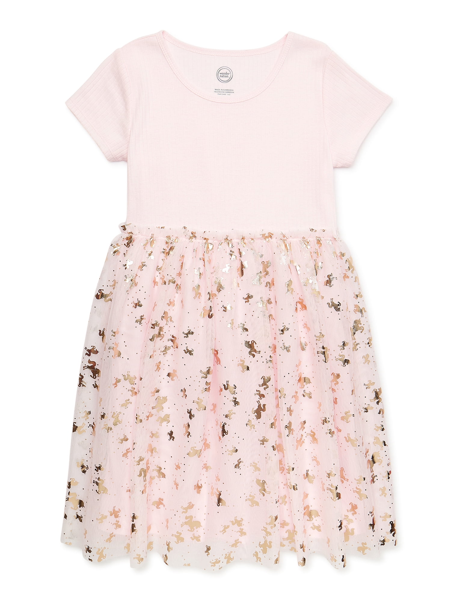 Wonder Nation Girls Short Sleeve Tutu Dress, Sizes 4-18 and Plus